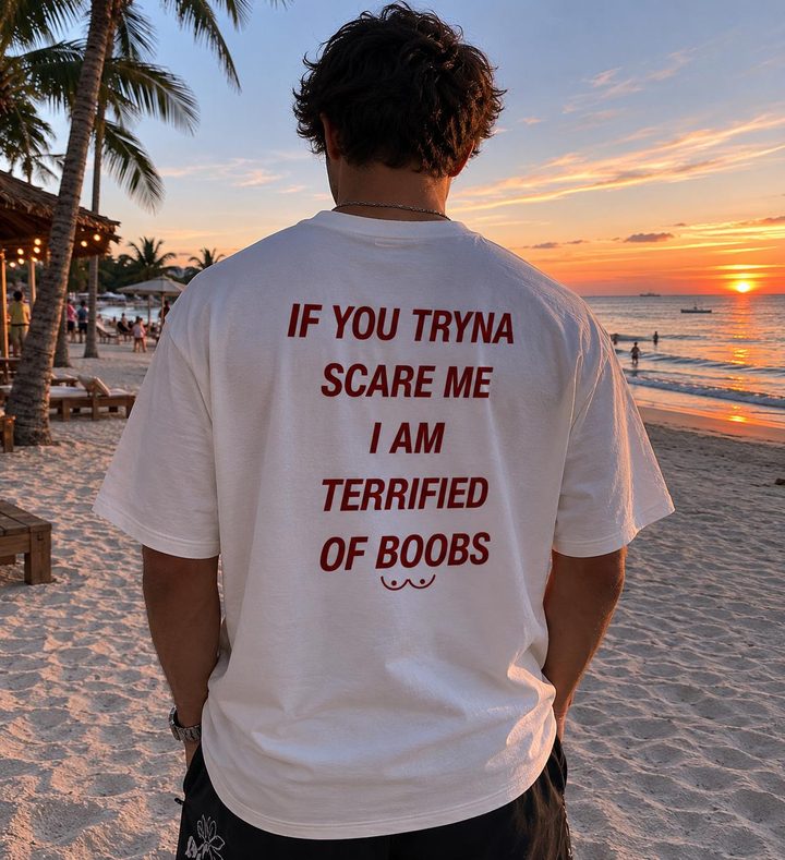 One of our tees, worn on the beach at sunset