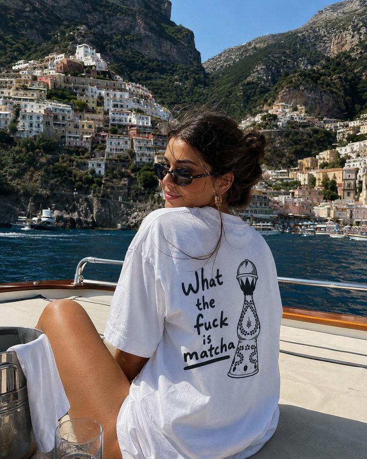 One of our tees, worn on a boat by the coast